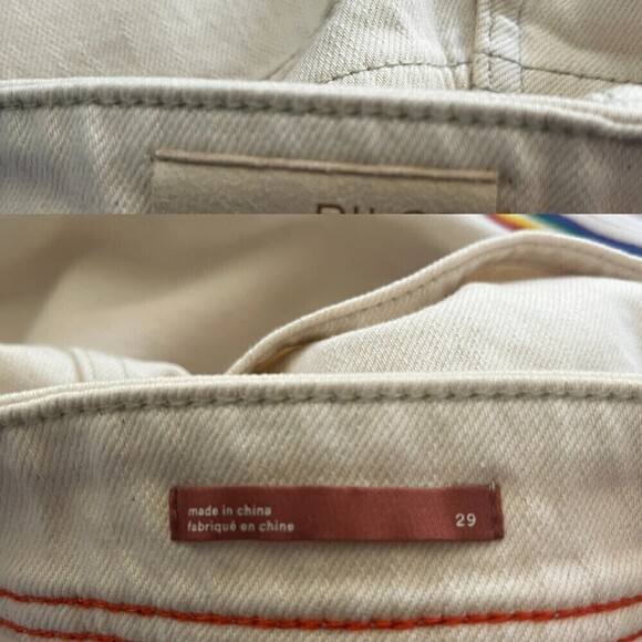 Pilcro Women Size 29 Cream Stripe Rainbow Cotton Slim Denim Boyfriend Jeans Boho - Picture 5 of 13